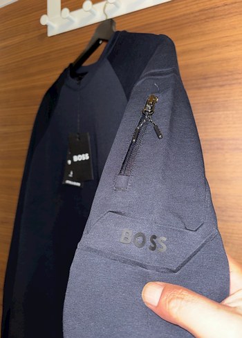HUGO BOSS Erkek Lacivert Fermuarlı Sweatshirt - Görsel 3