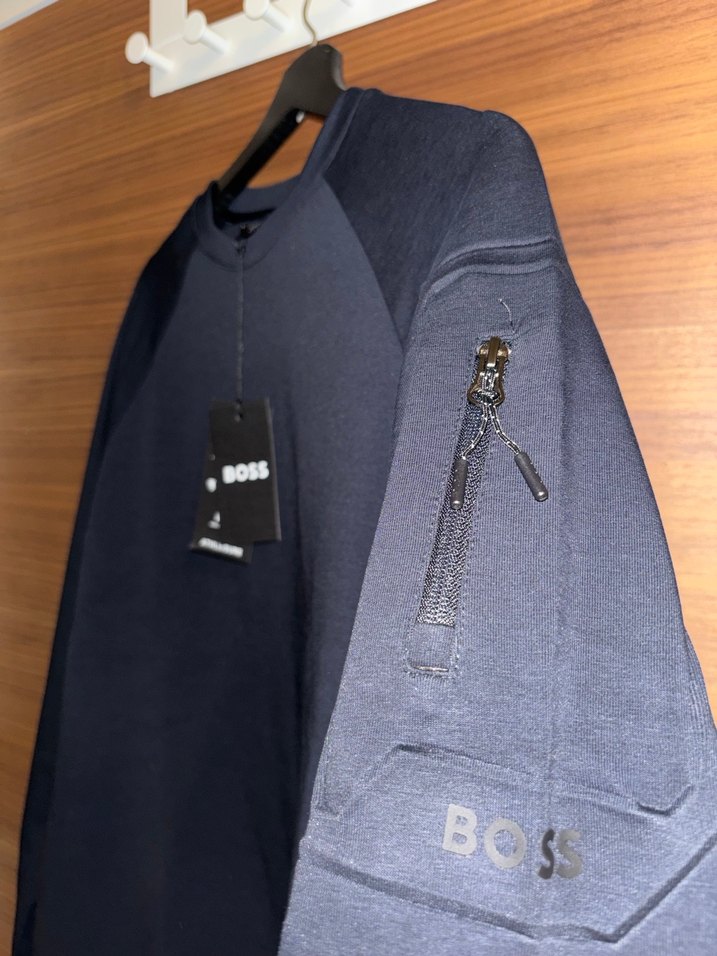 HUGO BOSS Erkek Lacivert Fermuarlı Sweatshirt - Görsel 5