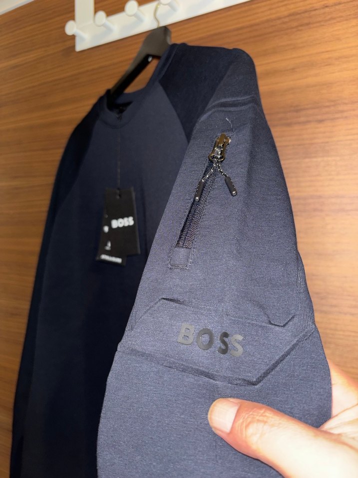 HUGO BOSS Erkek Lacivert Fermuarlı Sweatshirt - Görsel 3