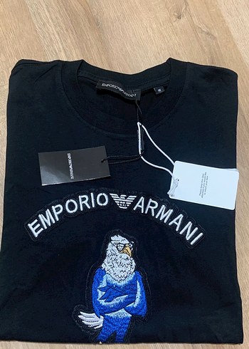 Emporio Armani Siyah Kartal Baski Erkek Tisort
