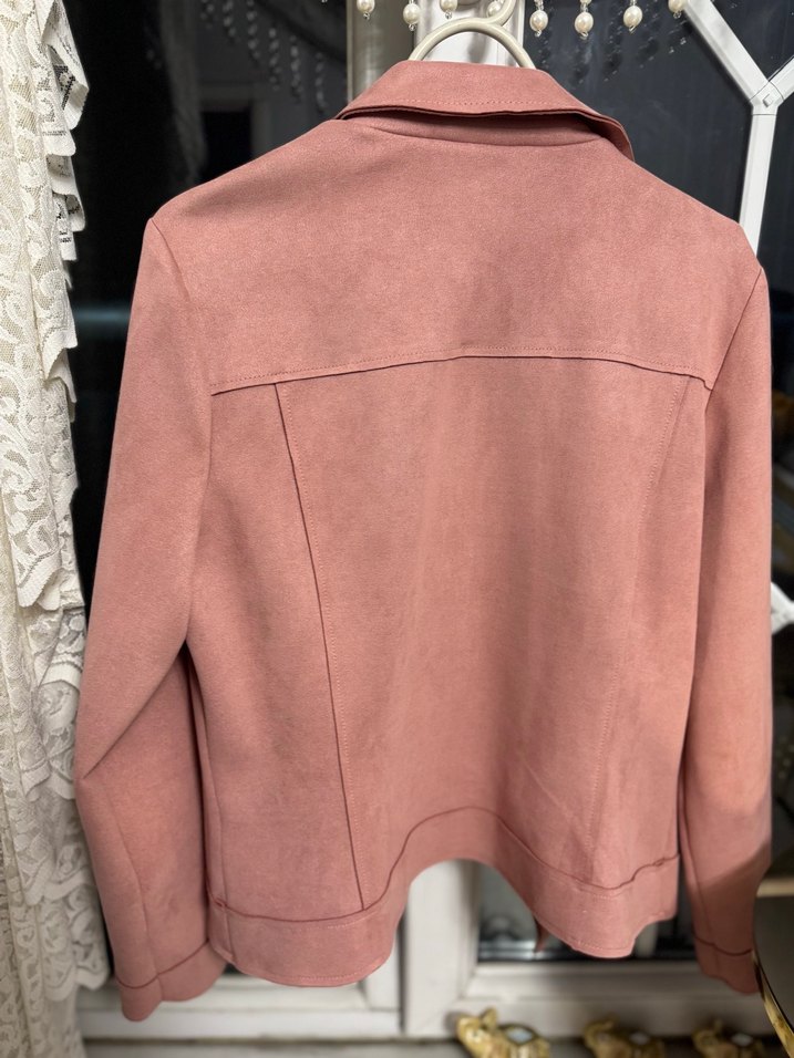 Pudra Pembesi Süet Kadın Ceket - Görsel 4