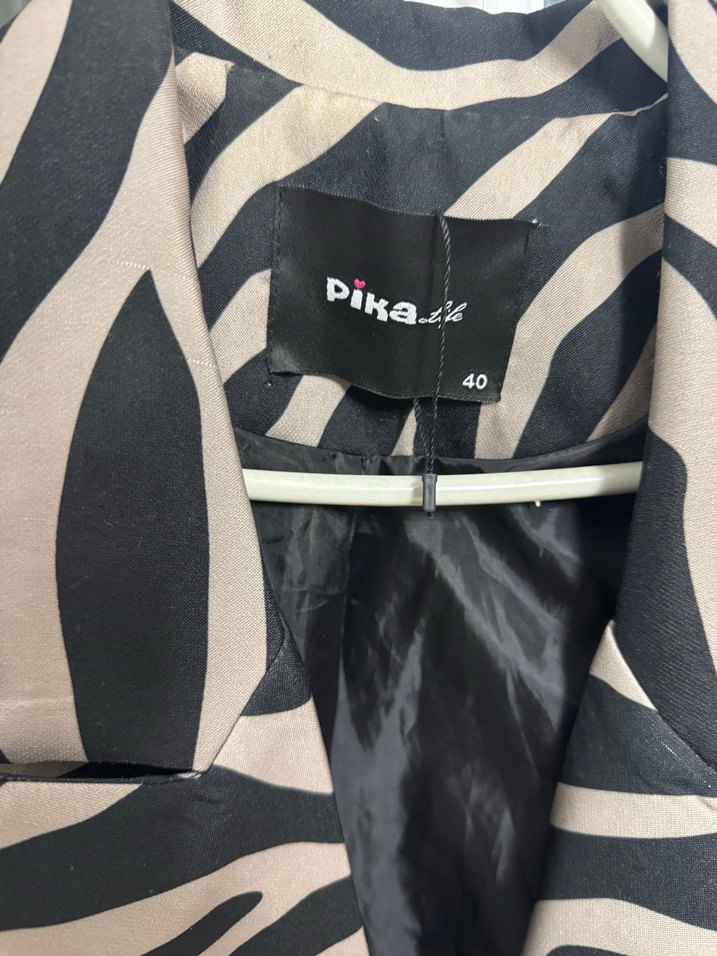 Zebra Desenli Uzun Kadın Blazer - Görsel 2