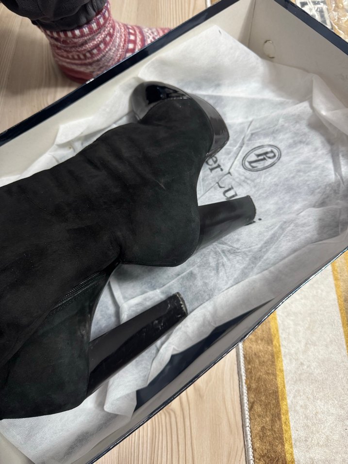 Siyah Süet Platform Topuklu Dizüstü çize - Görsel 4