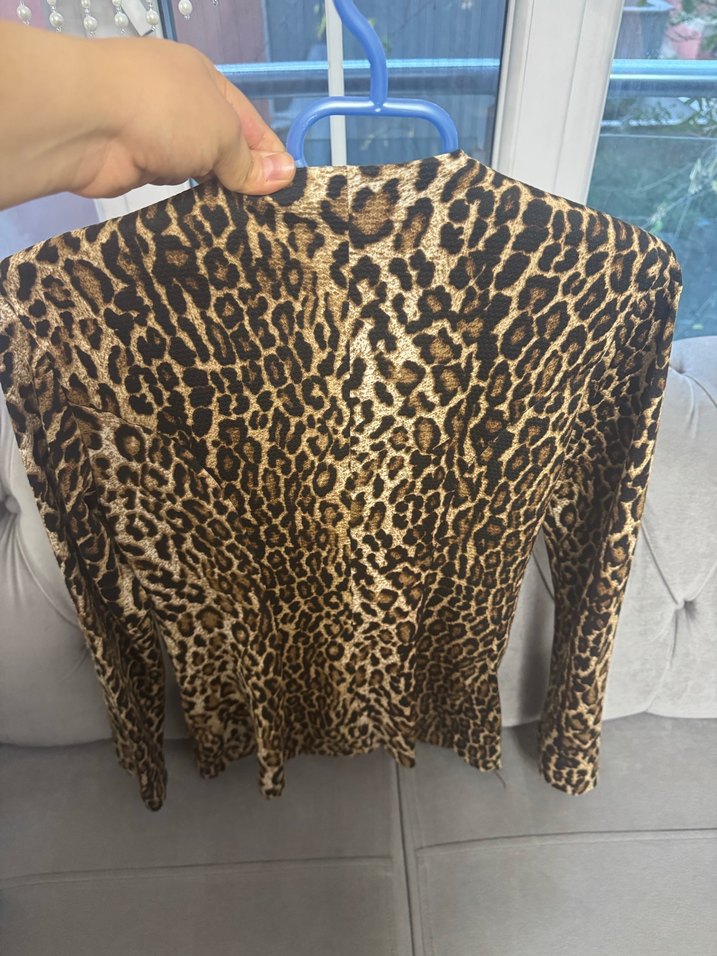 Kahverengi Leopar Desenli Kadın Midi Ceket - Görsel 2