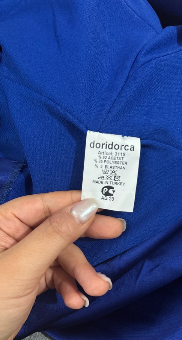 Lacivert Drapeli Uzun Abiye Elbise - Görsel 4