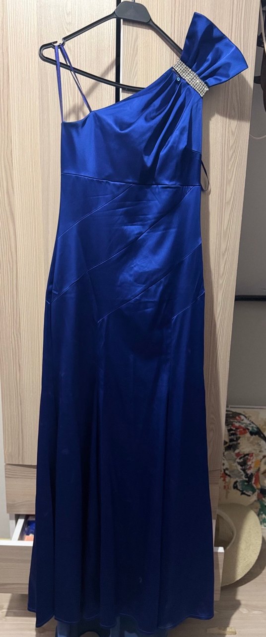 Lacivert Drapeli Uzun Abiye Elbise - Görsel 2