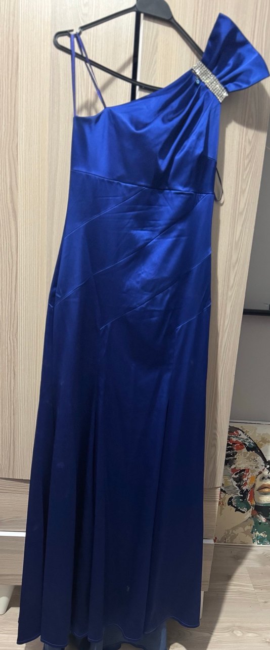 Lacivert Drapeli Uzun Abiye Elbise - Görsel 3