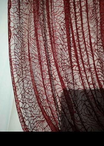 Bordo Nakışlı Tül Perde - Görsel 4
