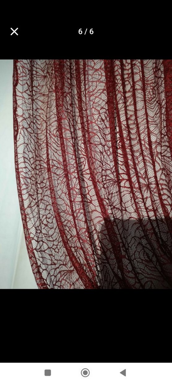 Bordo Nakışlı Tül Perde - Görsel 4