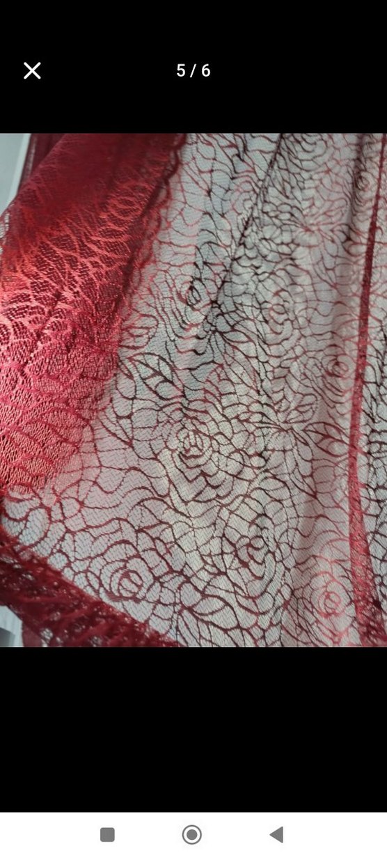 Bordo Nakışlı Tül Perde - Görsel 3