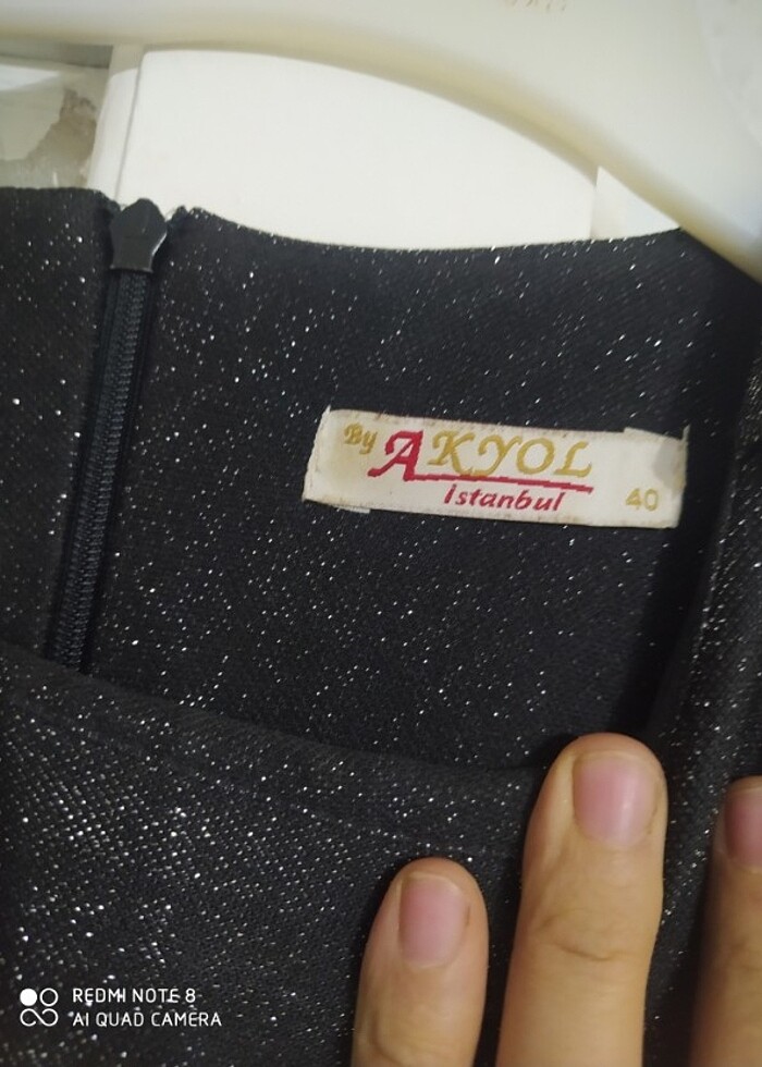 Siyah kendinden simli çok şık bı elbise  - Görsel 3