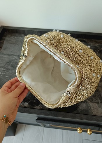 Beden İnci İşlemeli burslu çanta