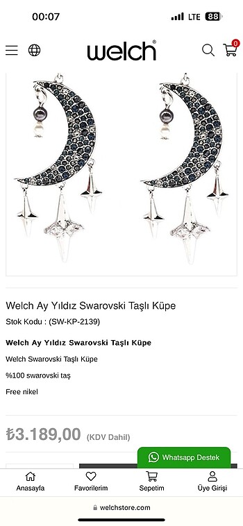  Beden Swarovski küpe