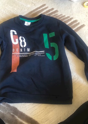 Erkek Çocuk Siyah Denim Baskılı Sweatshirt - Görsel 4