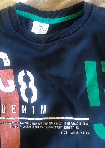 Erkek Çocuk Siyah Denim Baskılı Sweatshirt - Görsel 2