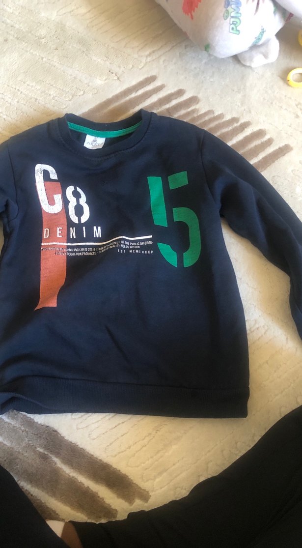 Erkek Çocuk Siyah Denim Baskılı Sweatshirt - Görsel 4