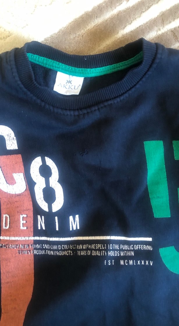 Erkek Çocuk Siyah Denim Baskılı Sweatshirt - Görsel 2