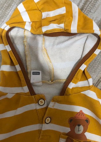 Kapüşonlu Sarı Çizgili Erkek Sweatshirt - Görsel 3