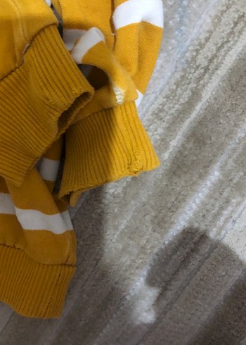 Kapüşonlu Sarı Çizgili Erkek Sweatshirt - Görsel 5