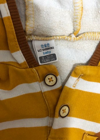 Kapüşonlu Sarı Çizgili Erkek Sweatshirt - Görsel 4