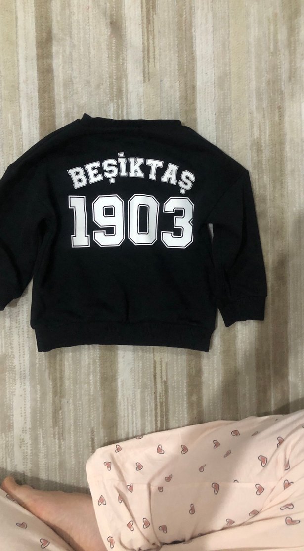 Çocuk Siyah Baskılı Sweatshirt - Görsel 2
