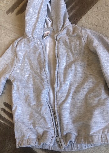 Erkek Çocuk Gri Kapüşonlu Fermuarlı Sweatshirt - Görsel 3