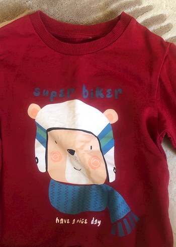 Bordo Erkek Çocuk Baskılı Sweatshirt - Görsel 2