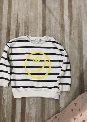 Çizgili Gri Beyaz Erkek Çocuk Sweatshirt - Görsel 2