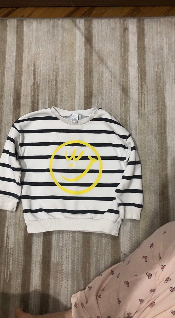 Çizgili Gri Beyaz Erkek Çocuk Sweatshirt - Görsel 2