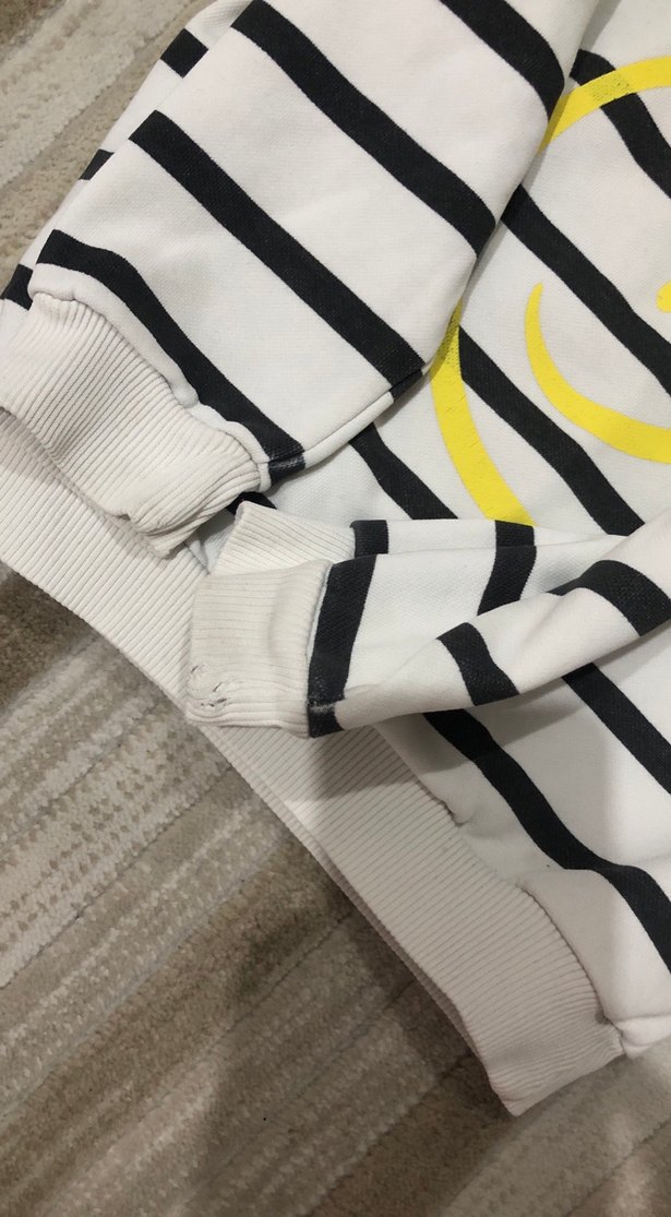 Çizgili Gri Beyaz Erkek Çocuk Sweatshirt - Görsel 3