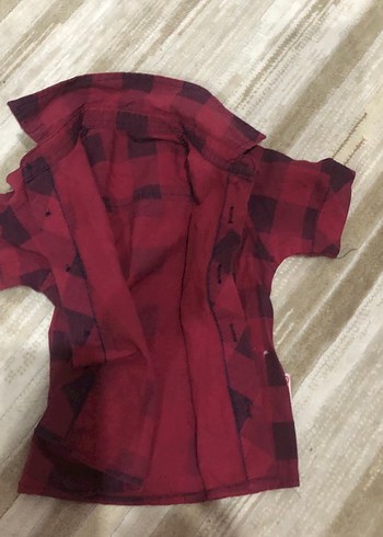 Koyu Kırmızı Ekose Erkek Çocuk Kısa Kollu Gömlek - Görsel 3