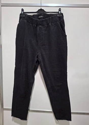 Siyah Loose Fit Kadın Denim Boyfriend Pantolon