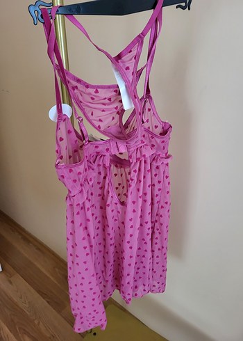 Pembe İnce Askılı Midi Kadın Gecelik - Görsel 4