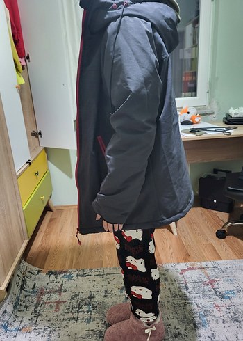 Kız Çocuk Siyah Fermuarlı Kışlık Mont 36 beden - Görsel 7