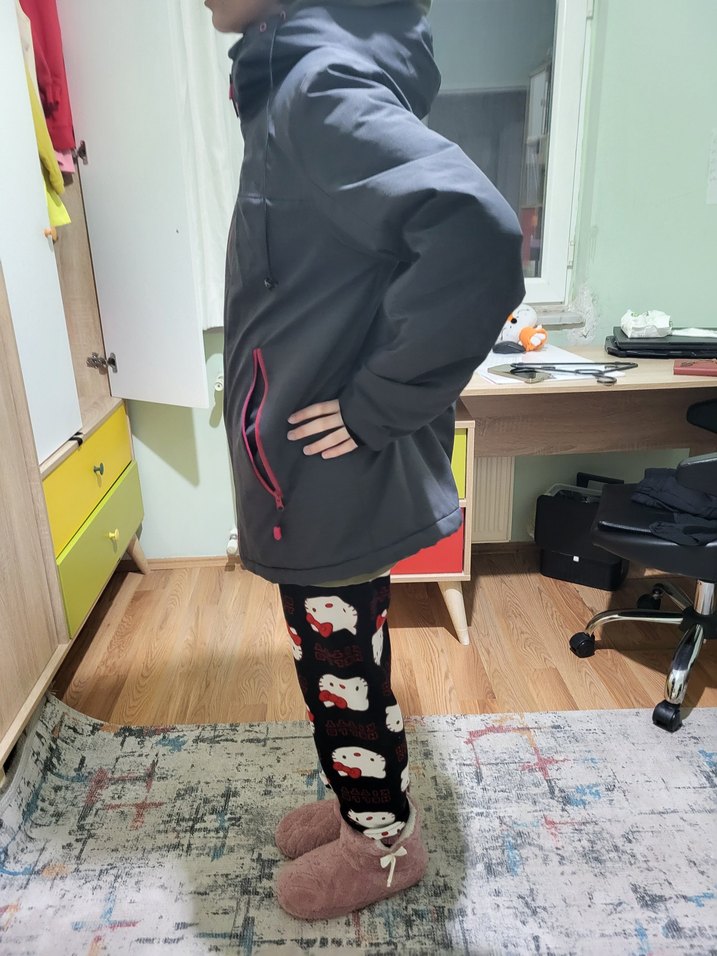 Kız Çocuk Siyah Fermuarlı Kışlık Mont 36 beden - Görsel 4