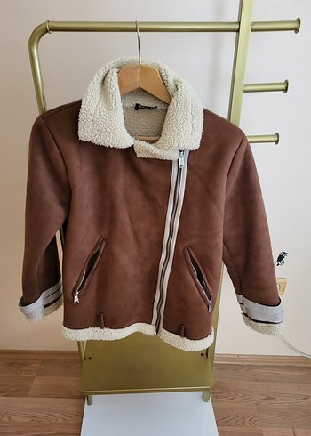 Kahverengi Süet Tüylü Kadın Ceket 40 beden - Görsel 4