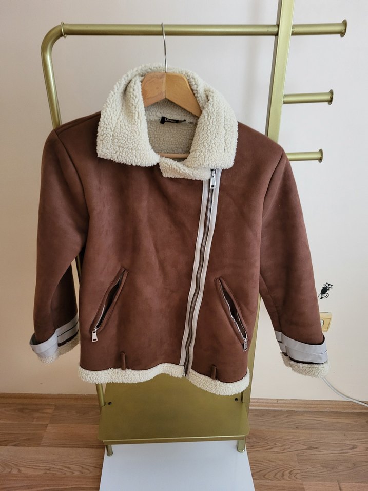 Kahverengi Süet Tüylü Kadın Ceket 40 beden - Görsel 4