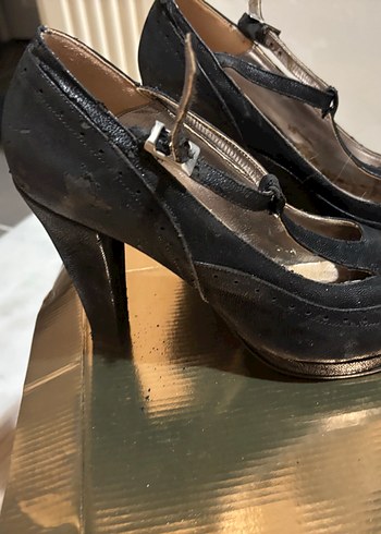 Siyah Vintage Platform Topuklu Kadın Ayakkabı - Görsel 2