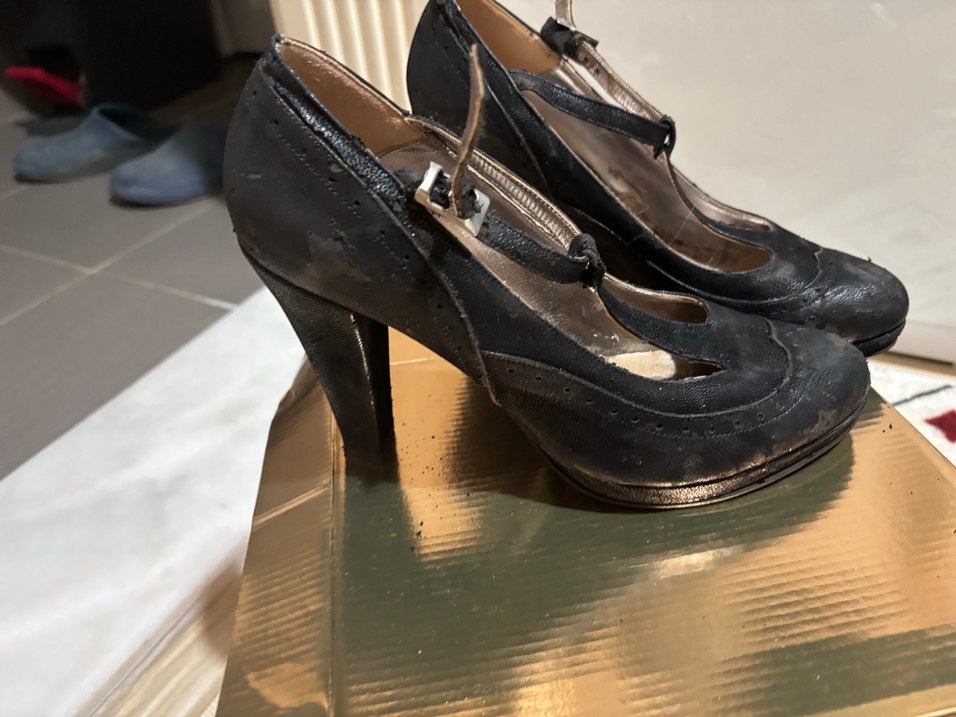 Siyah Vintage Platform Topuklu Kadın Ayakkabı - Görsel 2