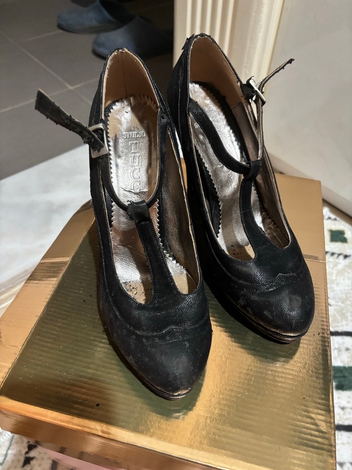 Siyah Vintage Platform Topuklu Kadın Ayakkabı - Görsel 3