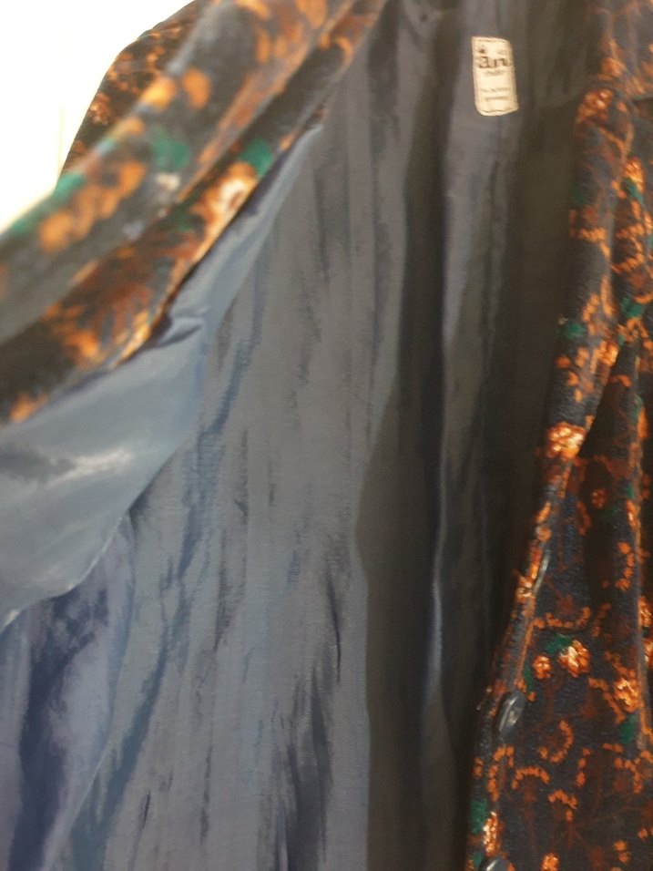 Düğmeli Mavi Desenli Bohem Ceket - Görsel 4