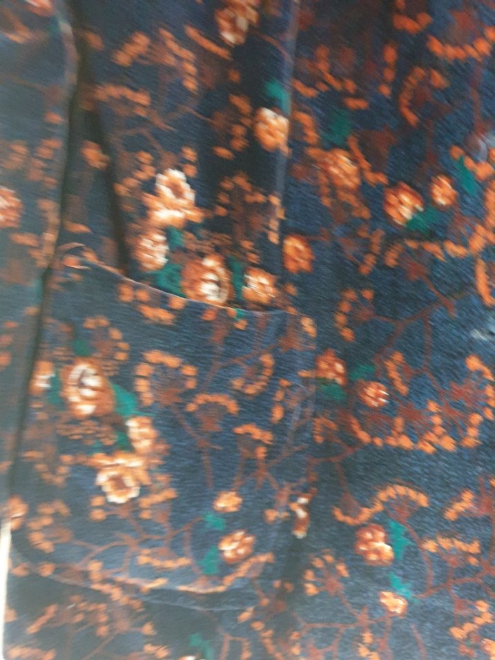 Düğmeli Mavi Desenli Bohem Ceket - Görsel 2