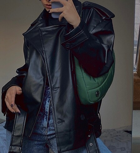 m Beden Pull and bear suni deri biker ceket