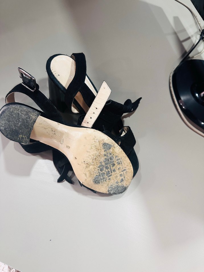 Siyah Süet Tokalı Blok Topuk Kadın Ayakkabı - Görsel 2