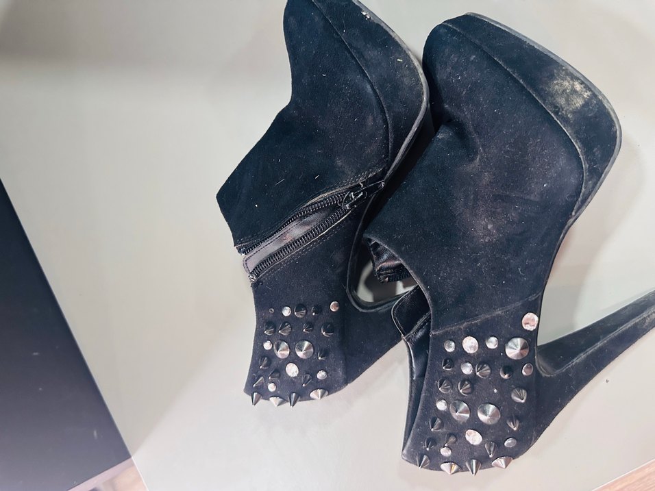 Sivri Topuklu Siyah Süet Punk Bot - Görsel 2