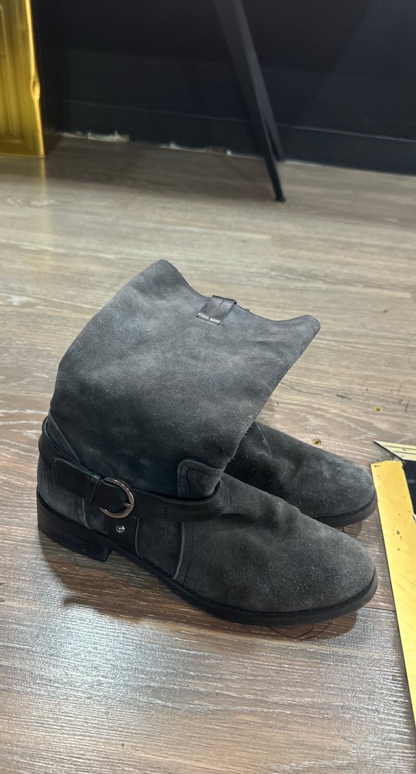 Siyah Süet Kadın Dizüstü Botlar - Görsel 2