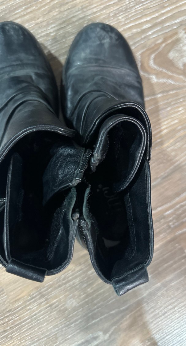 Gri Siyah Deri Kadın Dolgu Topuklu Bot - Görsel 3