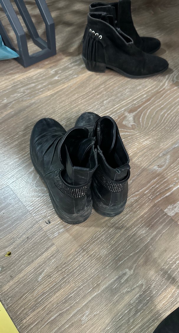 Gri Siyah Deri Kadın Dolgu Topuklu Bot - Görsel 2