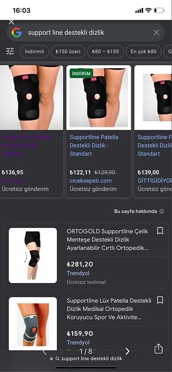 Supportline dizlik
