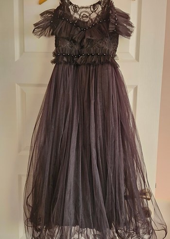 Siyah Straplez Uzun Gotik Abiye Elbise - Görsel 2